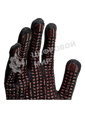 Перчатки трикотажные Сибртех, синтетическая нить, ПВХ-гель точка, черный, L, 13 класс