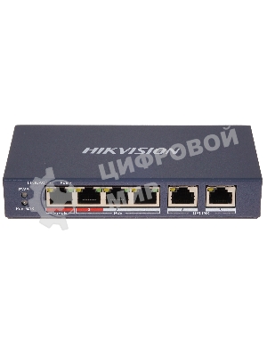 Коммутатор Hikvision DS-3E0106HP-E, 4×100 Мбит/с PoE + 2×100 Мбит/с, неуправляемый