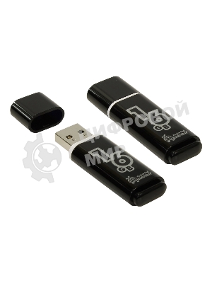 Флешка USB Smartbuy Glossy series black (SB16GbGS-K), 16Gb, USB 2.0, R/W 25/15, черный