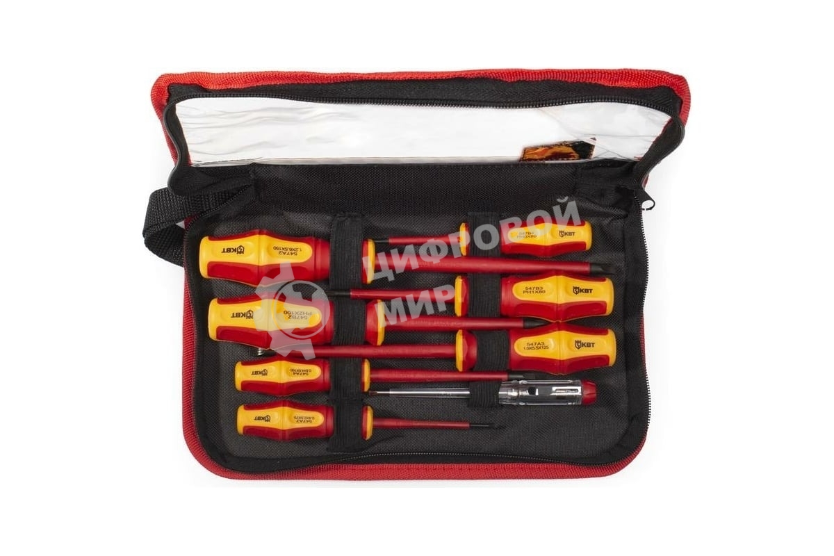 НИО-08-S Набор диэлектрических отверток VDE из стали S2, с профилями шлиц и крест, 8 шт.