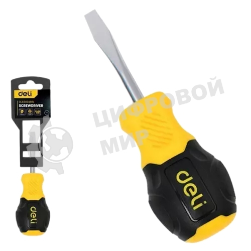Отвертка шлицевая Deli DL6360381N 6х38мм сталь Cr-V, двухкомпонентная прорезиненная рукоять