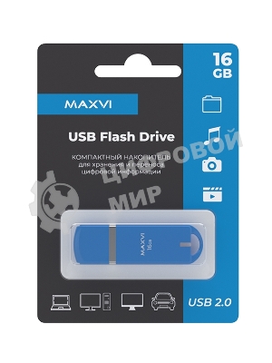 Флешка USB Maxvi P3 (FD16GBUSB20C10P3 sky blue), 16GB, USB 2.0, R/W 12/5, небесно-голубой