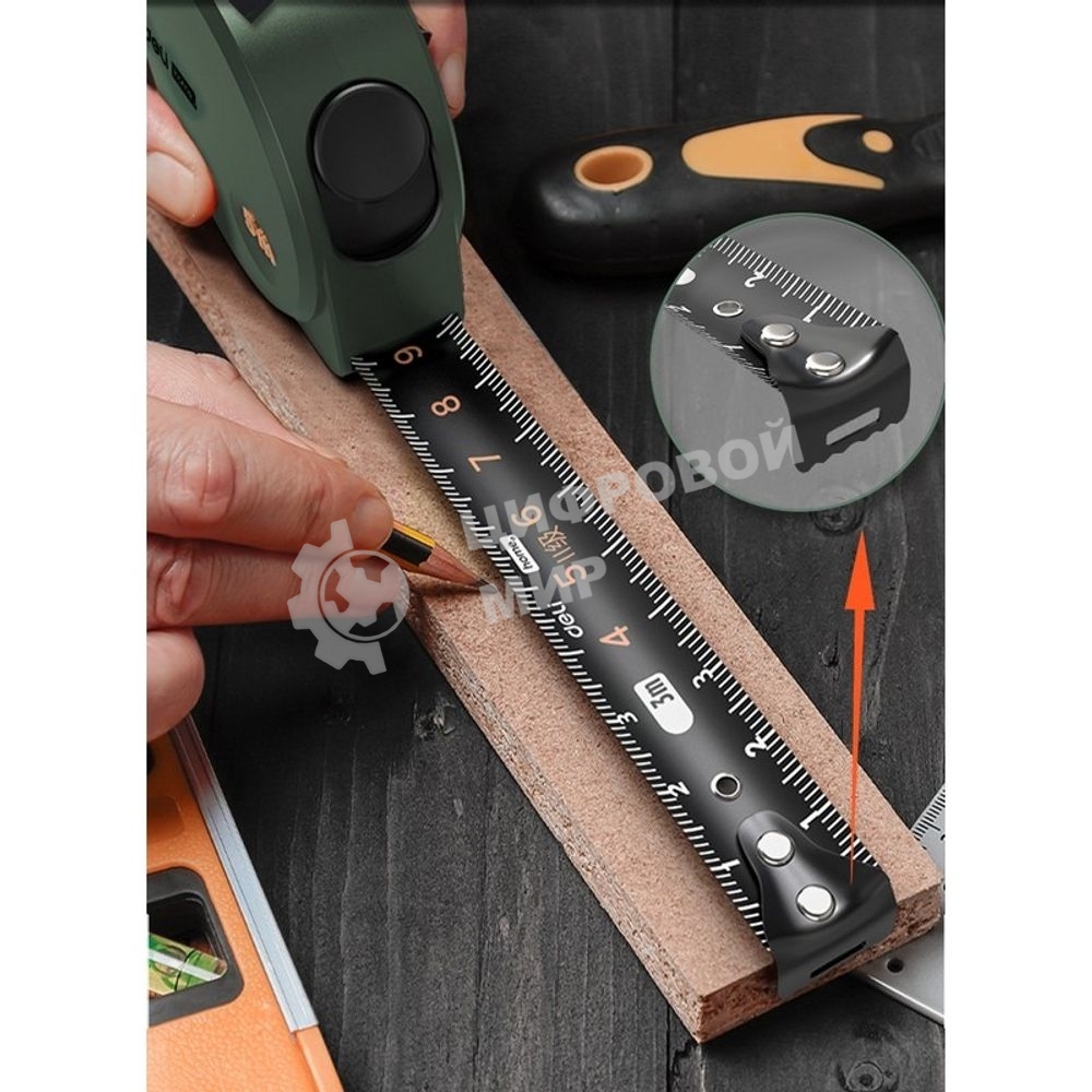 Измерительный и разметочный инструмент Deli Рулетка Home Series Green HT8316L 3м х 16мм, эксклюзивный дизайн, корпус - высококачественный софттач пластик