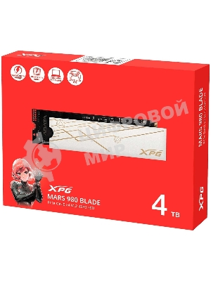 Накопитель SSD ADATA XPG MARS 980 BLADE, 4Tb, PCIe 5.0 x4, M.2 2280, NVMe, R/W 14000/13000 3D-NAND