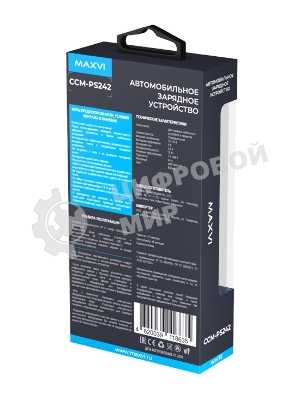Автомобильное зарядное устройство Maxvi CCM-PS242 белый 2.4A 12W, 2xUSB
