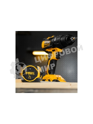 Рулетка Denzel 5м х 25мм, двухкомп. корпус, магнитный обрезиненный зацеп