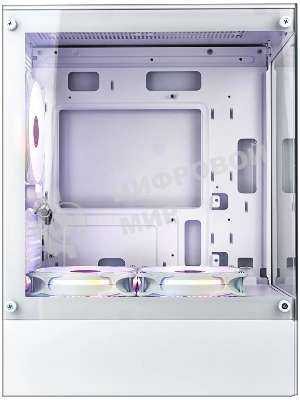 Компьютерный корпус Ginzzu CL485 mATX FAN 3*12LD4 передняя панель Стекло белый