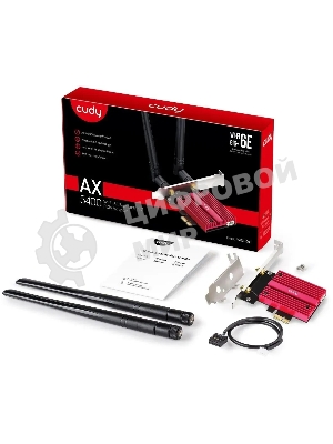Сетевой адаптер Wi-Fi + Bluetooth Cudy WE3000S АХ5400 PCI Express (ант.внеш.съем) 2ант.