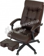 Кресло руководителя Бюрократ CH-824MSG-BF коричневый, эко.кожа/ткань, крестов. пластик, подст. для ног
