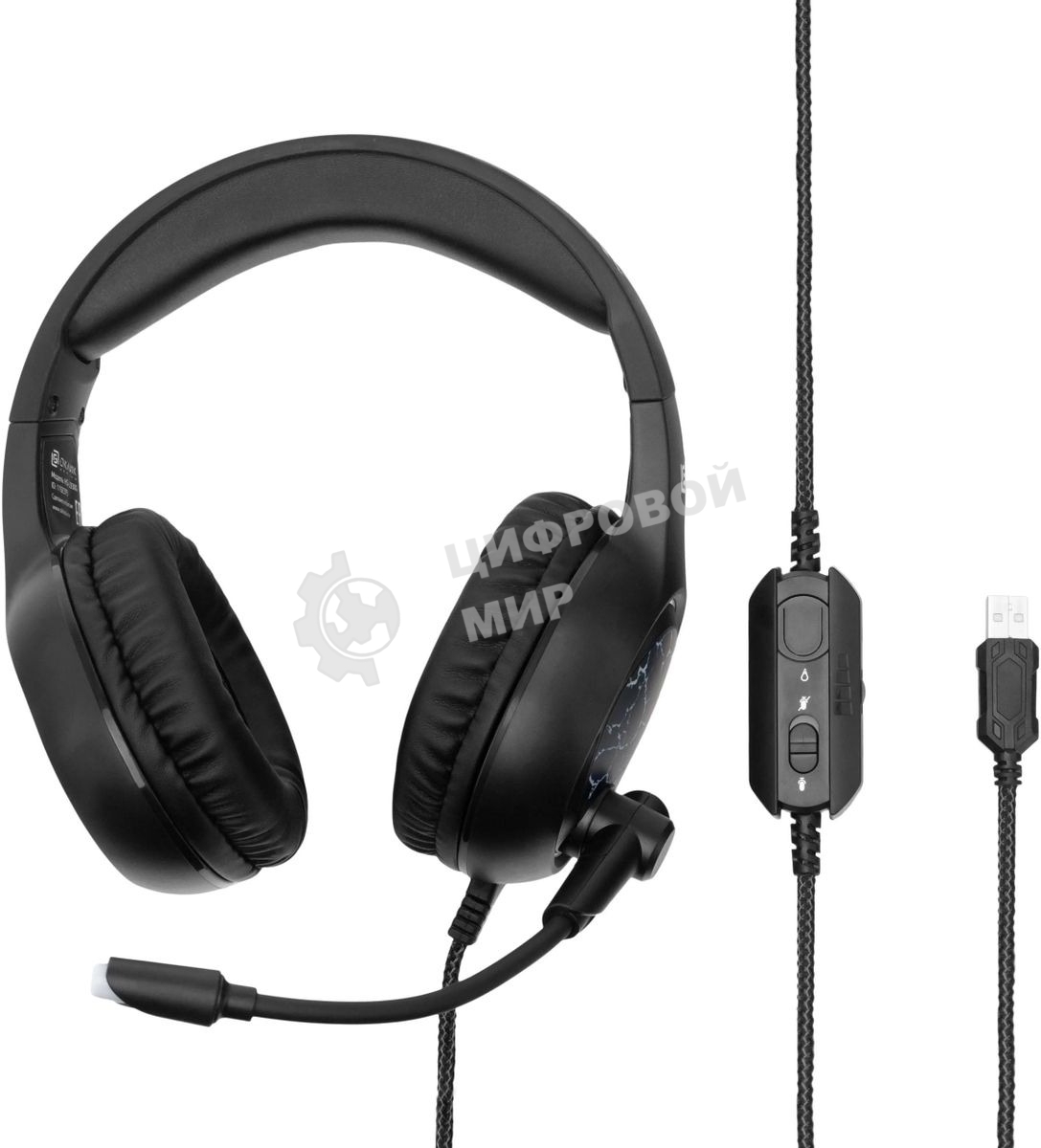 Наушники с микрофоном Oklick HS-L930G SNORTER черный/синий 2м мониторные USB оголовье (HS-L930G)