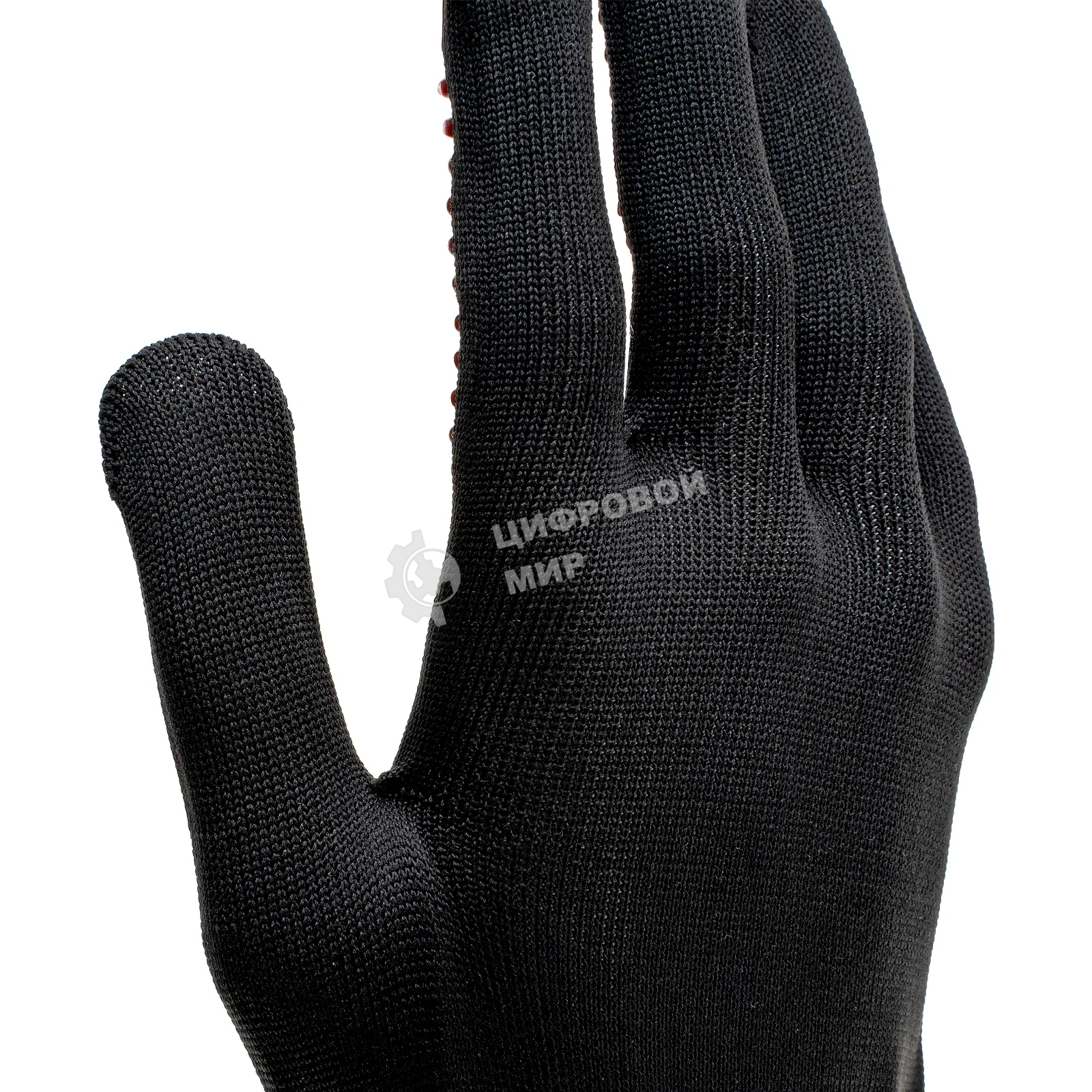 Перчатки трикотажные Сибртех, синтетическая нить, ПВХ-гель точка, черный, L, 13 класс
