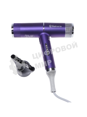 Фен SAKURA SA-4051V фиолетовый/серый, 1600 Вт, компактный