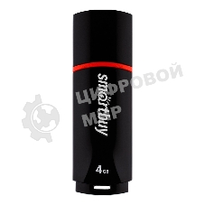 Флешка USB Smartbuy Crown black (SB4GBCRW-K), 4Gb, USB 2.0, R/W 25/15, черный/красный