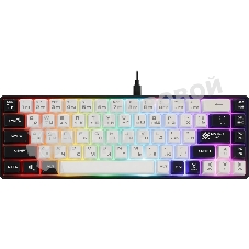 Клавиатура проводная игровая Defender Aris GK-349 RU,черный/белый,68кн+FN,радуж,1.5м
