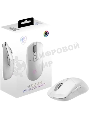 Мышь беспроводная/проводная MSI VERSA 300 белый, 8000 dpi, радиоканал, Bluetooth, USB, кнопки - 6