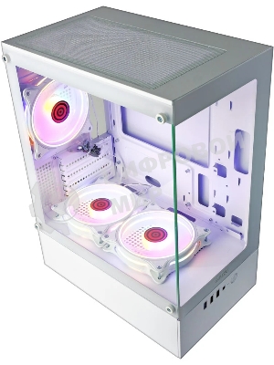 Компьютерный корпус Ginzzu CL485 mATX FAN 3*12LD4 передняя панель Стекло белый