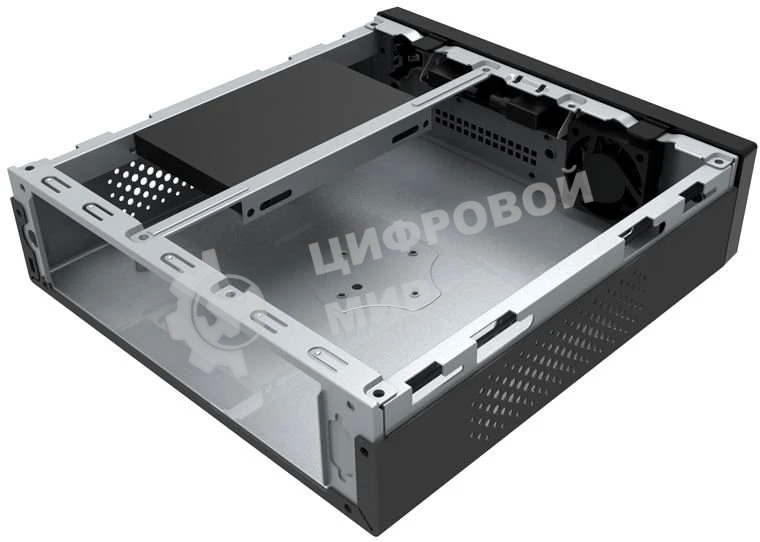 Компьютерный корпус Slim Case Powerman ME100S-BK front fan 4cm, 120W adapter, Mini ITX, VESA