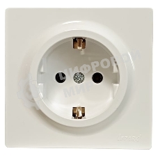 Розетка 1-м ОП LETO с заземл. ПБТ крем LEZARD 752-0300-122B