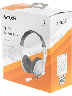 Гарнитура A4Tech HU-10 чёрный/белый, проводная