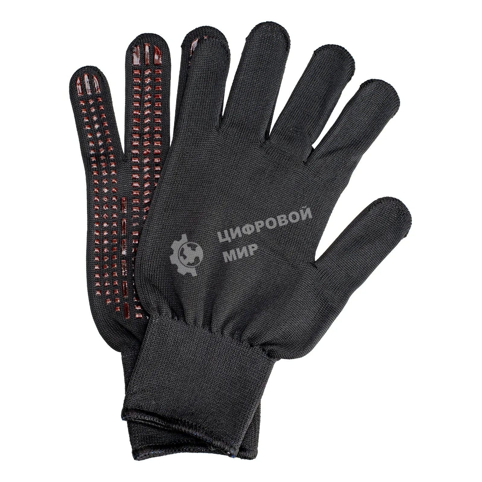 Перчатки трикотажные Сибртех, синтетическая нить, ПВХ-гель точка, черный, L, 13 класс