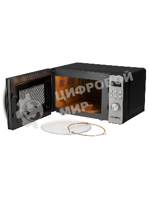 Микроволновая печь Hyundai HYM-D2074 черный/серебристый, 20 л, 700 Вт, переключатели - кнопки, поворотный механизм