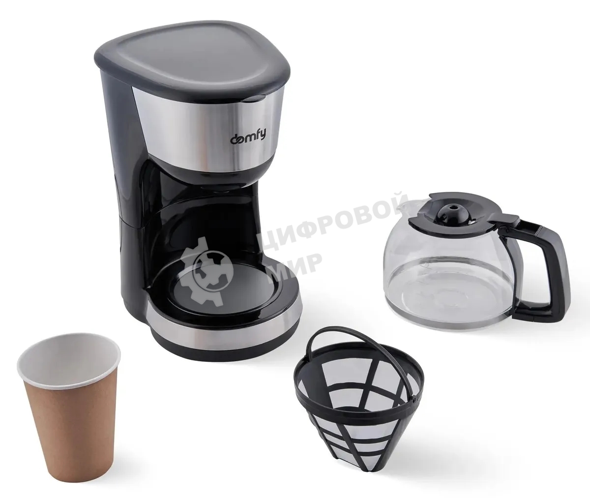Кофеварка капельная Domfy metal DSM-CM301 1000Вт черный/серебристый