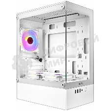 Компьютерный корпус Ginzzu CL485 mATX FAN 3*12LD4 передняя панель Стекло белый