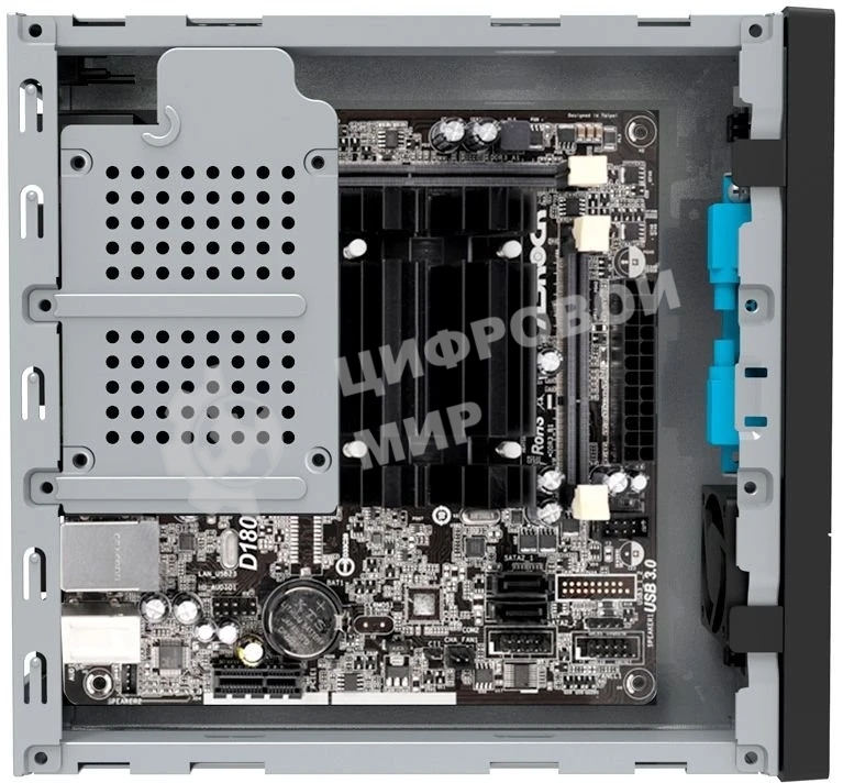 Компьютерный корпус Slim Case Powerman ME100S-BK front fan 4cm, 120W adapter, Mini ITX, VESA