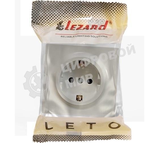 Розетка 1-м ОП LETO с заземл. ПБТ крем LEZARD 752-0300-122B