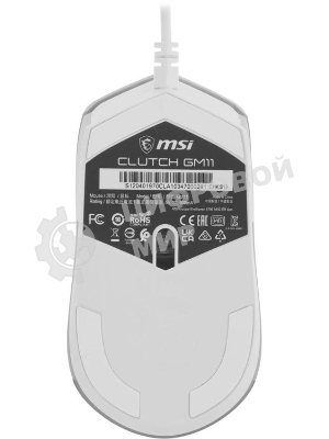 Мышь проводная MSI Clutch GM11 белый, 5000 dpi, USB, кнопки - 6