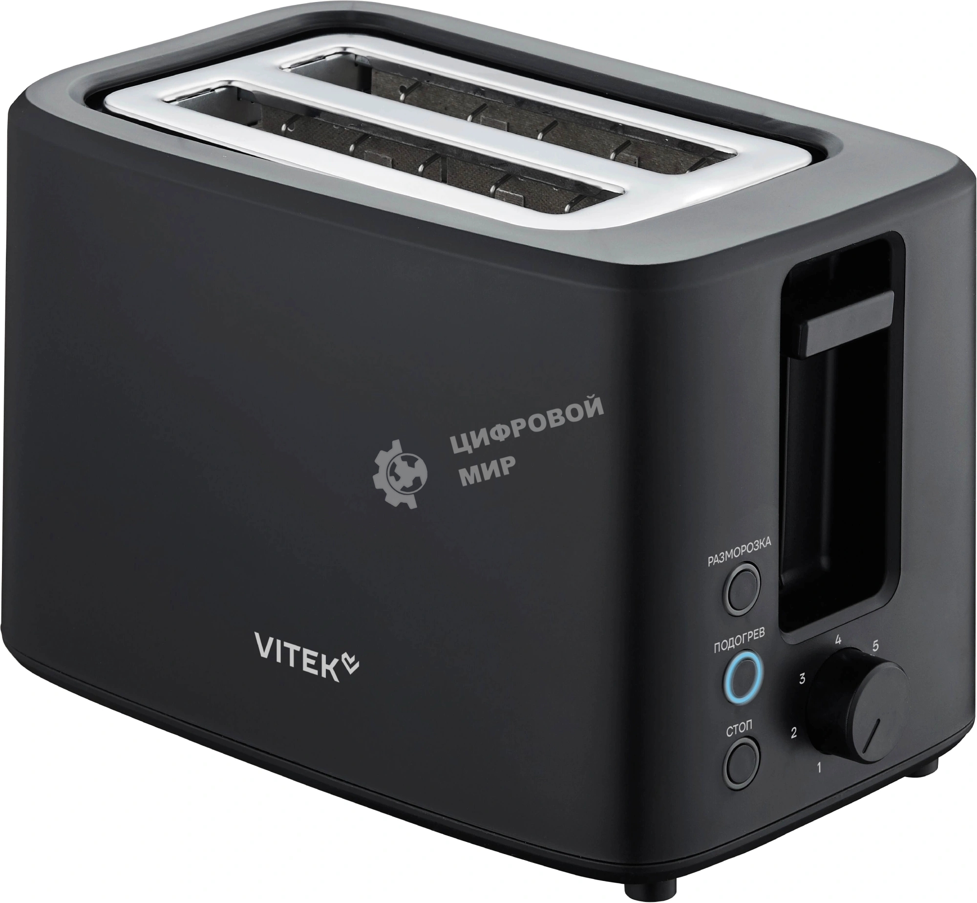 Тостер Vitek Gracia VT-T1000 черный/серебристый, 700 Вт, 2 слота