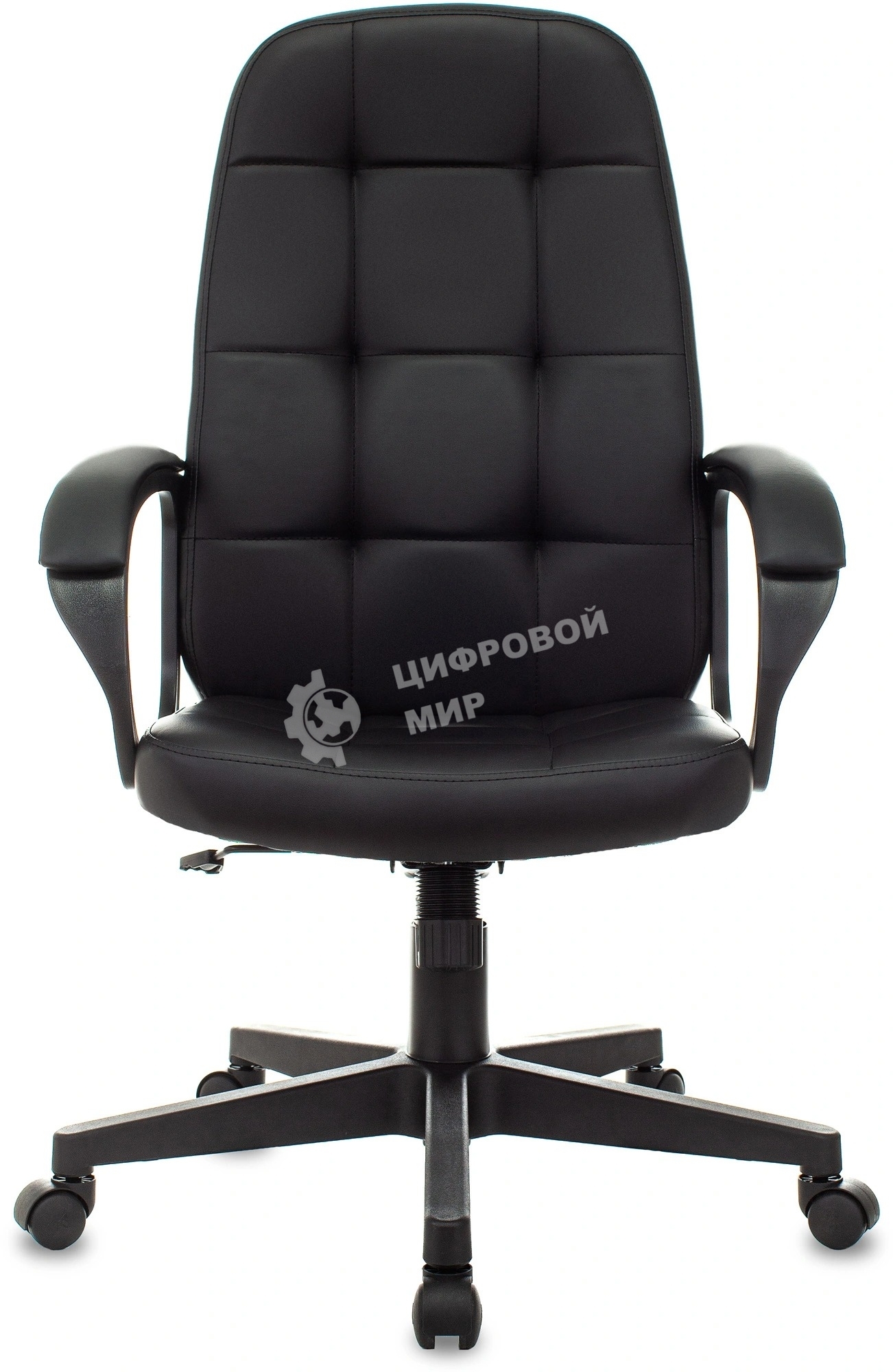 Кресло руководителя Бюрократ CH 002 черный, эко.кожа, крестов. пластик