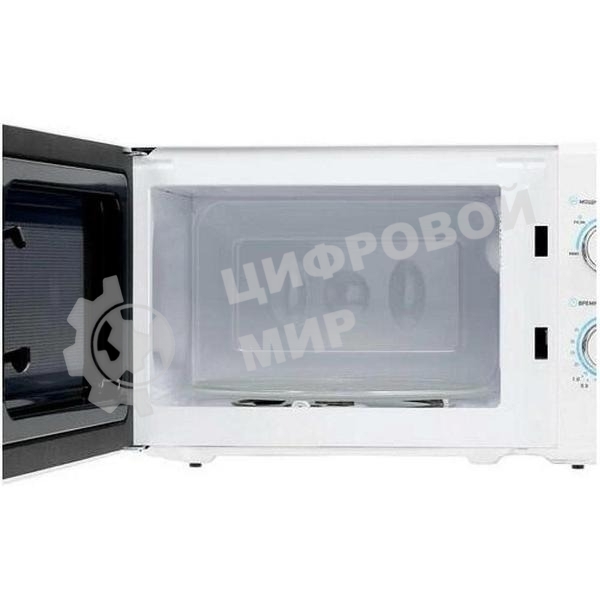 Микроволновая печь BBK 20MWS-711M/WS C белый/серебристый, 20 л, 700 Вт, переключатели - поворотный механизм