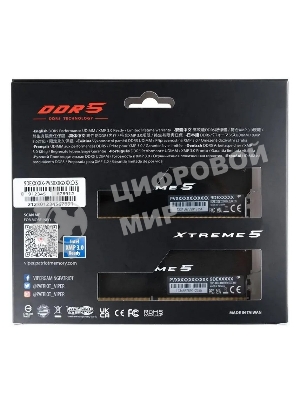 Оперативная память Patriot Viper Xtreme 5, DDR5, 32GB (2x16GB), 7600MHz, CL36, DIMM, с радиаторами, черный