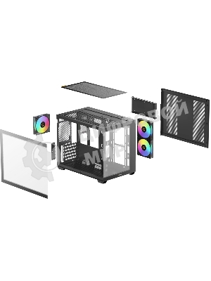 Корпус Ocypus Gamma C54 BK ARGB, Mini-Tower, чёрный, 3 x 120 мм