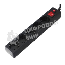 Сетевой фильтр Гарнизон EHLB-1, 5 р, 10А 1.8 м черный