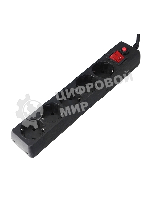 Сетевой фильтр Гарнизон EHLB-1, 5 р, 10А 1.8 м черный