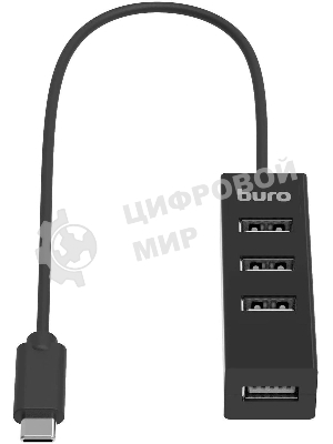 USB-концентратор Buro BPH-C-1906, USB-C, USB 2.0 4 порта, USB
