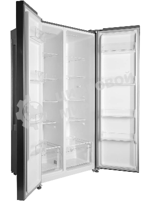 Холодильник Hyundai CS55023F нержавеющая сталь двухкамерный 347/185 л морозилка слева, No Frost, Side by Side