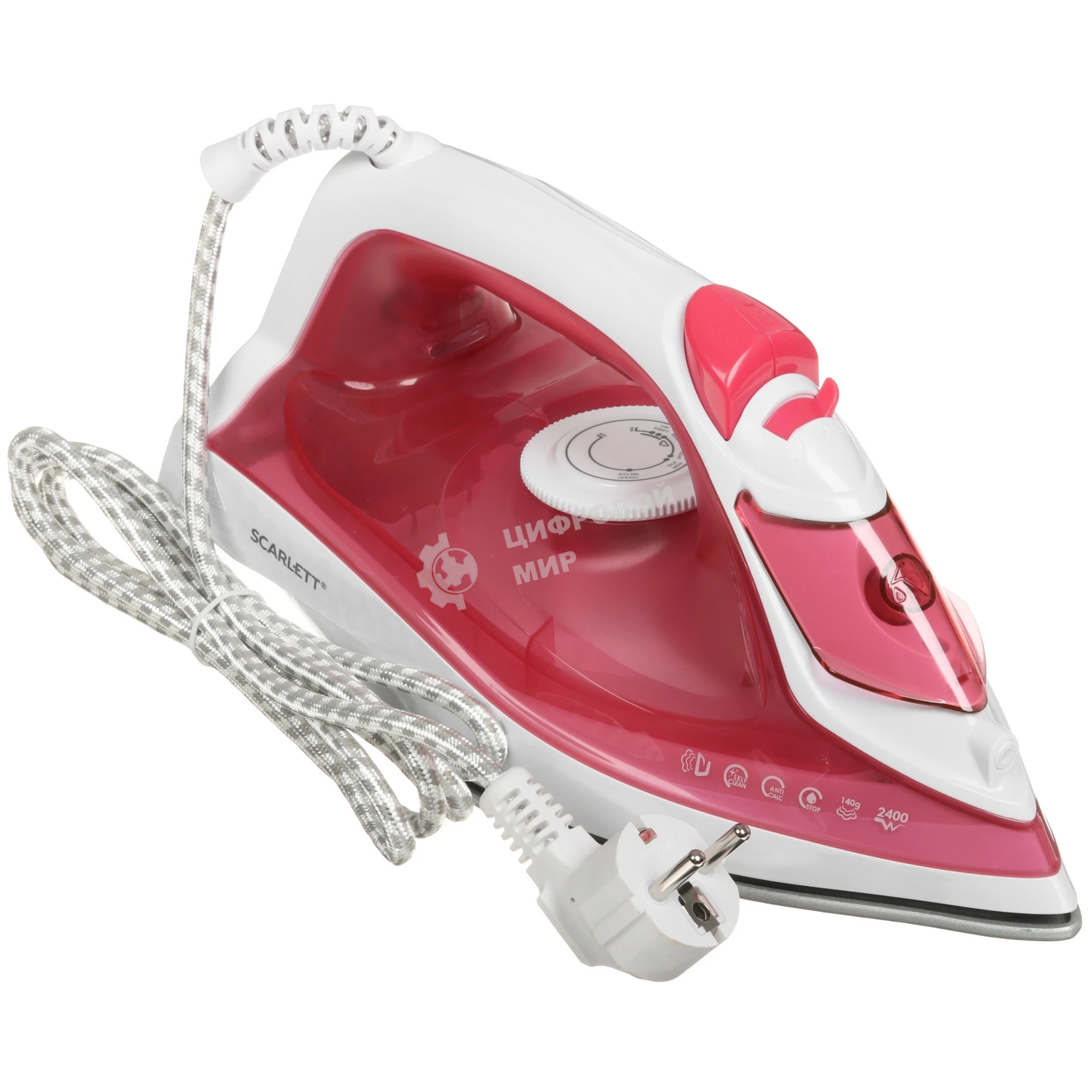 Утюг Scarlett SC-SI30K56 розовый, 2400; Световой индикатор работы: Да; Регулируемый пар до г/мин: 35; Паровой удар до г/мин: 140; Резервуар для воды, мл: 280; Функция разбрызгивания воды: Да; Терморегулятор: Да; Вертикальное отпаривание: Да; Регулировка с