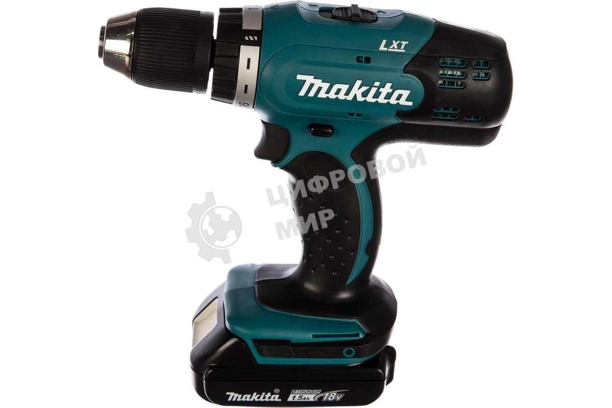 Дрель-шуруповерт Makita DDF453SYE ак 18В,2х1.5А·ч Li-ion,БЗП-13мм,0-400\1300об\м,42\27Нм,1.8кг,чем
