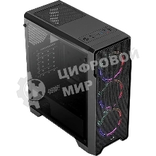 Компьютерный корпус Aerocool/Formula Ore Saturn FRGb-G-BK-v1 (2xUSB, 2xAudio, 0.5 мм,3x120 мм FAN, прозрачная стенка-закаленное стекло, ATX,