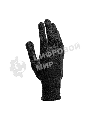 Перчатки трикотажные Сибртех, синтетическая нить, ПВХ-гель точка, черный, L, 13 класс