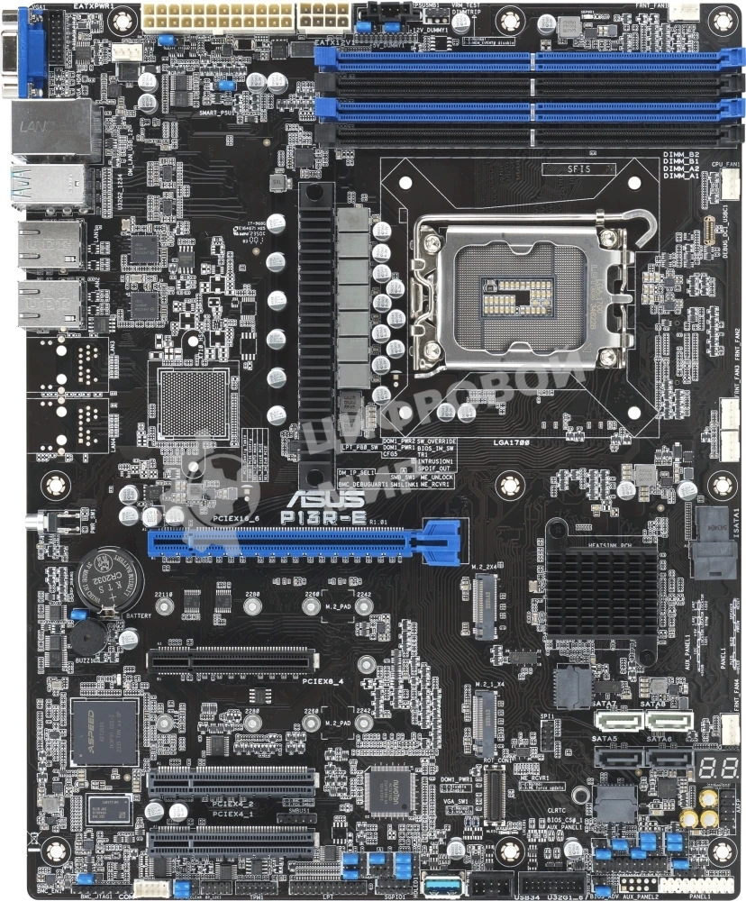 Серверная материнская плата ASUS P13R-E, LGA 1700, Intel C266, 4xDDR5, 4xSATA, 2xM.2, 1xPCIe 5.0 x16, 3xPCIe x8, 1xVGA, 2x1Gb LAN, IPMI, 4xUSB-A 10Gbps, 2xUSB-A 2.0, ATX
