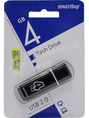 Флешка USB Smartbuy Glossy series black (SB4GbGS-K), 4Gb, USB 2.0, R/W 25/15, черный