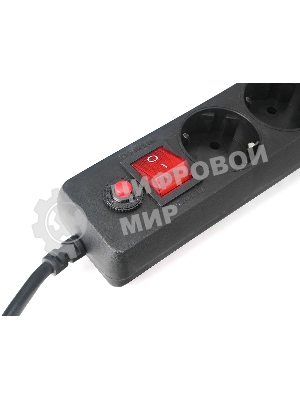 Сетевой фильтр Гарнизон EHLB-1, 5 р, 10А 1.8 м черный