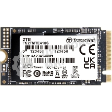 Накопитель SSD Transcend MTE410S, 2000GB, M.2(22x42мм), NVMe, PCIe 4x4, 3D TLC, R/W 5000/4300MB/s, IOPs 570 000/700 000, TBW 1200, DWPD 0.33, DRAM-less (5 лет)