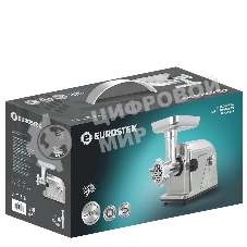 Мясорубка электрическая Eurostek EMG-0905 серебристый, 3200 Вт, 3 кг/мин, реверс, защита от перегрузки, металлический лоток, насадки - 4