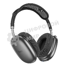 Беспроводные/проводные наушники Hoco W55 Plus серый космос, накладные, Bluetooth + проводной