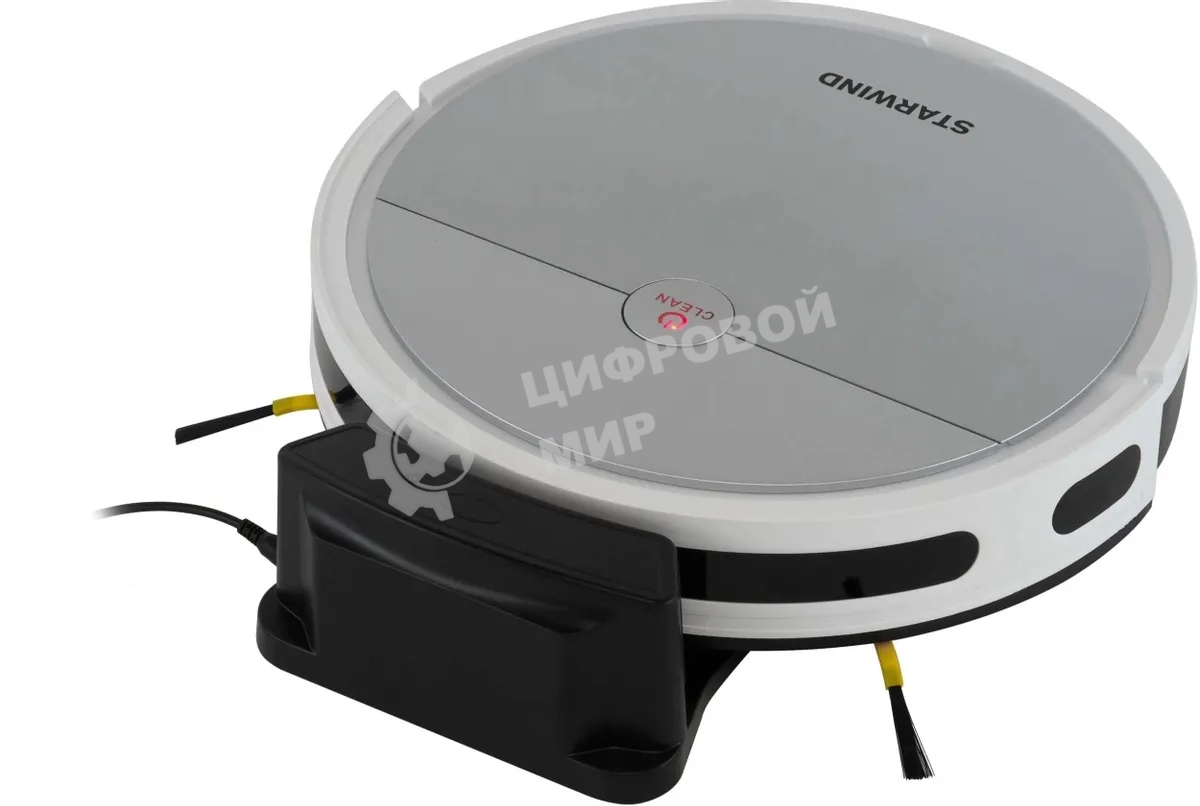 Робот-пылесос Starwind SRV4570 серебристый/белый, 15 Вт, 2000 мА·ч Li-Ion, уборка влажная/сухая, пылесборник контейнер 0.3 л